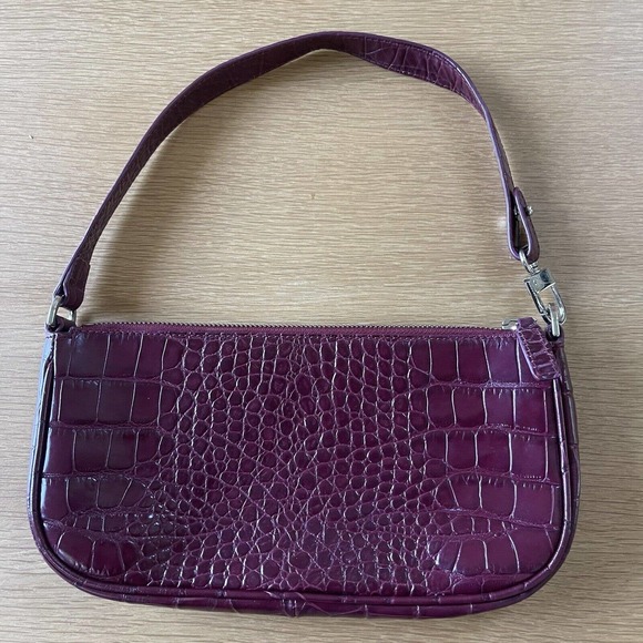 BY FAR Handbags - By Far Rachel Croco Embossed Leather Nutella Purple Shoulder Bag Purse $390